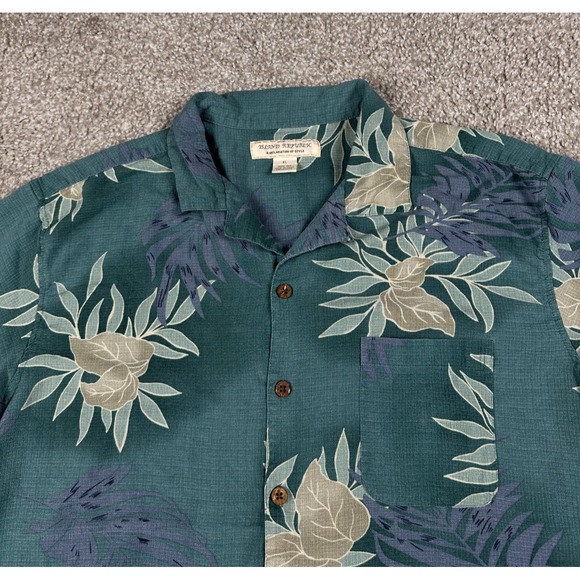 Island Republic Shirt Mens XL Green Blue Floral Hawaiian Button Up Short Sleeve - Picture 2 of 8
